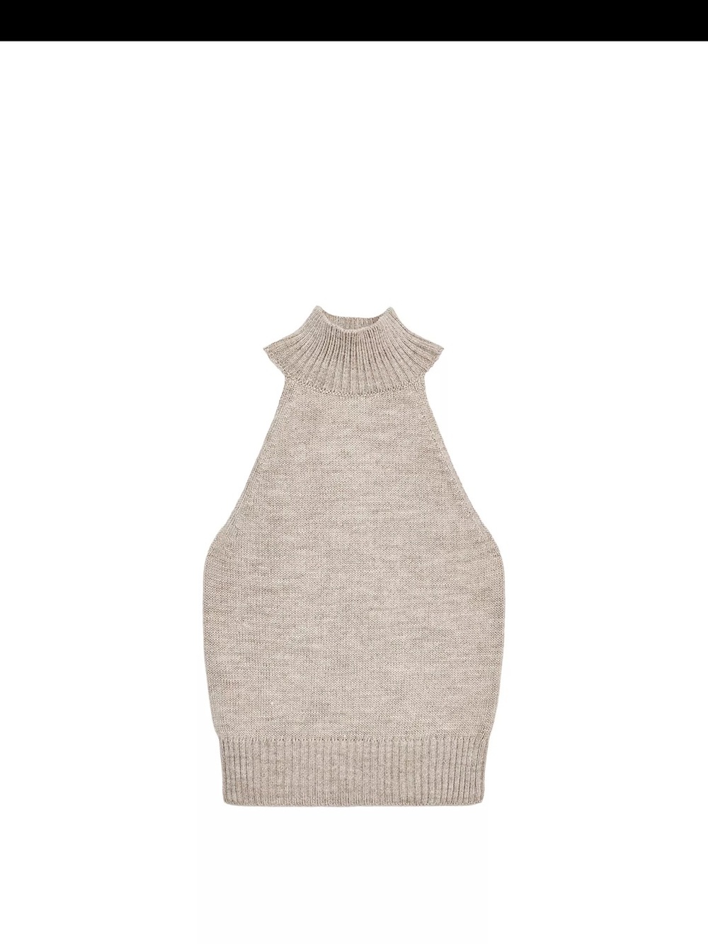Zara Sleeveless Cowl Neck Sweater — Light Beige